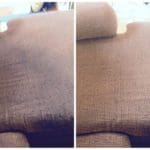 A before and after picture of the back of a couch.