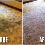 A before and after picture of carpet cleaning.