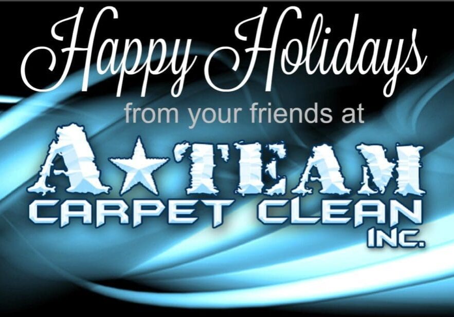 A team carpet cleaning holiday card