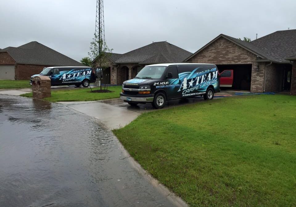 A van parked in front of some houses